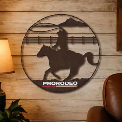 Image showing  ProRodeo Cowboy Metal Barbed Wire Wall Art - Rustic Western Decor