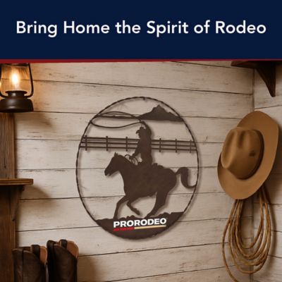 Image showing  ProRodeo Cowboy Metal Barbed Wire Wall Art - Rustic Western Decor