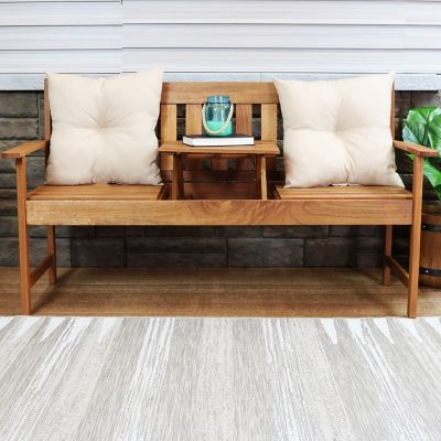 Image showing 7 th Sunnydaze Decor 2 Outdoor Tufted Back Cushions - 19 x 19 in. - Beige