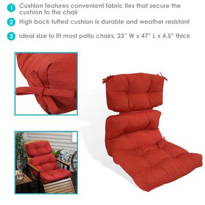 Image showing  Tufted High Back Olefin Indoor/Outdoor Patio Chair Cushion - Red