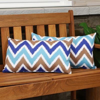 Image showing  2 Indoor/Outdoor Lumbar Throw Pillow Covers - 20 in. - Chevron Bliss