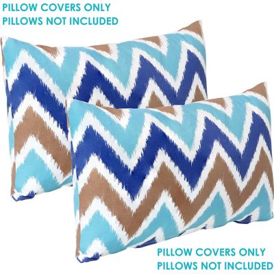 Image showing  2 Indoor/Outdoor Lumbar Throw Pillow Covers - 20 in. - Chevron Bliss