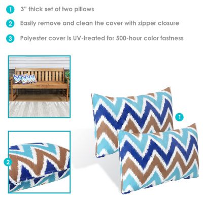 Image showing  2 Indoor/Outdoor Lumbar Throw Pillow Covers - 20 in. - Chevron Bliss