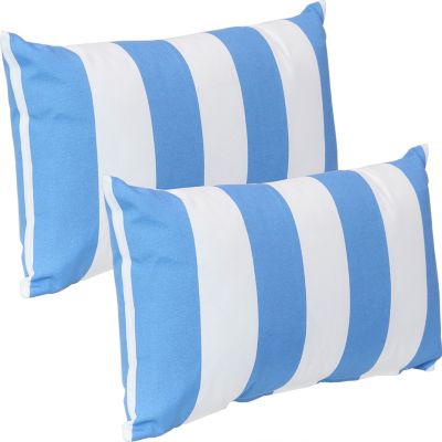 Image showing  2 Outdoor Lumbar Throw Pillow Covers - 20 in. - Beach-Bound Stripe