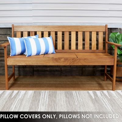 Image showing  2 Outdoor Lumbar Throw Pillow Covers - 20 in. - Beach-Bound Stripe