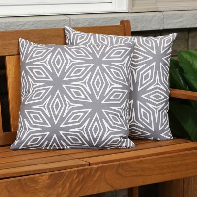 Image showing  2 Outdoor Decorative Throw Pillows - 17 x 17 in. Gray Geometric