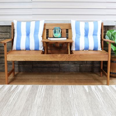 Image showing  2 Outdoor Tufted Back Cushions - 19 x 19 in. - Beach-Bound Stripe