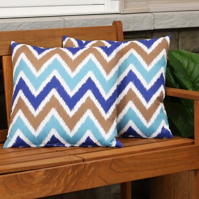 Image showing  2 Square Outdoor Throw Pillow Covers - 17-in. - Chevron Bliss