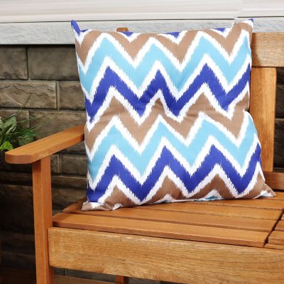 Image showing  2 Outdoor Tufted Back Cushions - 19 x 19 in. - Chevron Bliss