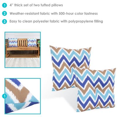 Image showing  2 Outdoor Tufted Back Cushions - 19 x 19 in. - Chevron Bliss