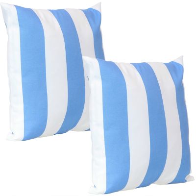 Image showing  2 Square Outdoor Throw Pillow Covers - 17 in. - Beach-Bound Stripe