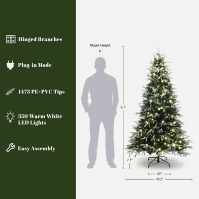 Image showing  6.5 ft. Pre-Lit Green Full Artificial Christmas Tree with 350 Mixed Warm Lights and Stand