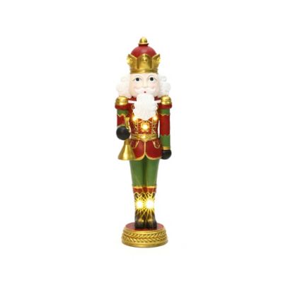 LuxenHome 3 ft. Lighted Nutcracker Bugling Soldier, Battery Operated Christmas Holiday Decoration