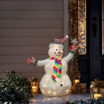 Image showing  3 ft. Lighted Snowman with Bird, Festive Outdoor Christmas Display