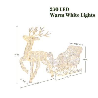 Image showing  2-Piece Lighted Reindeer and Sleigh Christmas Yard Decoration, Outdoor Holiday Set with Timer