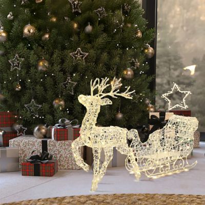 Image showing  2-Piece Lighted Reindeer and Sleigh Christmas Yard Decoration, Outdoor Holiday Set with Timer
