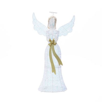 LuxenHome 4.1 ft. Angel with Gold Bow Outdoor Holiday Decoration with Lights