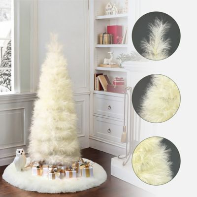 Image showing  5 ft. Holiday Slim Artificial Pampas Grass Tree in Natural Ivory