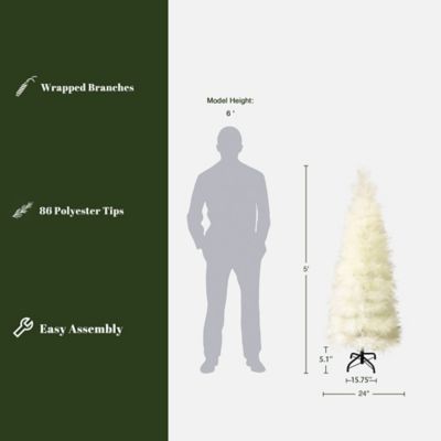 Image showing  5 ft. Holiday Slim Artificial Pampas Grass Tree in Natural Ivory