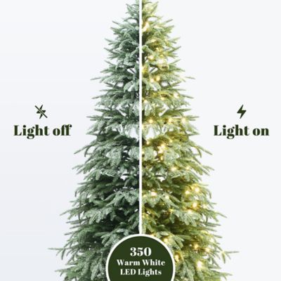 Image showing  6.5 ft. Pre-Lit Green PE Branches Artificial Spruce Christmas Tree with Metal Stand