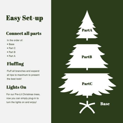 Image showing 7 th LuxenHome 6.5 ft. Pre-Lit Green PE Branches Artificial Spruce Christmas Tree with Metal Stand