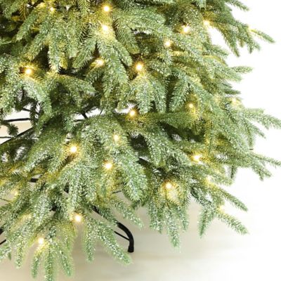 Image showing 8 th LuxenHome 6.5 ft. Pre-Lit Green PE Branches Artificial Spruce Christmas Tree with Metal Stand