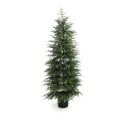 LuxenHome 5 ft. Artificial Green Branches Christmas Fir Tree Potted