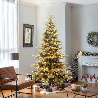 Image showing  7 ft. Pre-Lit Artificial Gold Mixed Artificial Christmas Tree with Glitter Decor and Stand