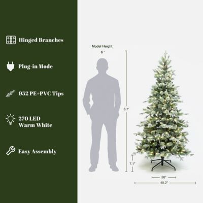 Image showing  6.5 ft. Pre-Lit Artificial Pine Christmas Tree with Frosted Green Branches with Stand