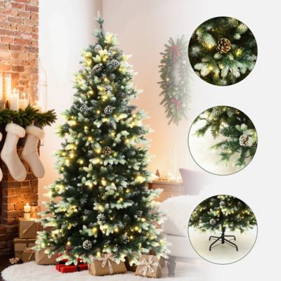 Image showing  6 ft. Pre-Lit Green Branches with Green and White Tips Artificial Christmas Tree with Stand