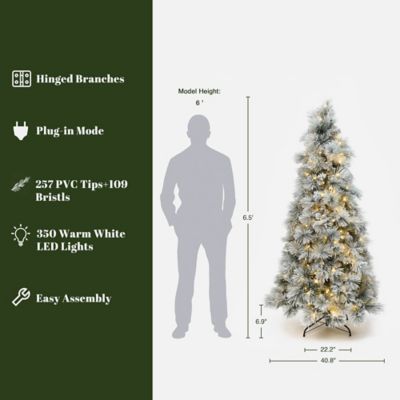 Image showing  6.5 ft. Pre-Lit Snowy Branches Artificial Christmas Tree with Metal Stand