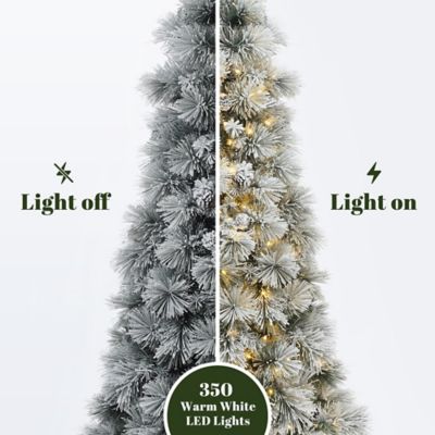 Image showing  6.5 ft. Pre-Lit Snowy Branches Artificial Christmas Tree with Metal Stand