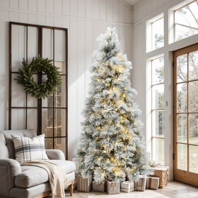 Image showing  6.5 ft. Pre-Lit Snowy Branches Artificial Christmas Tree with Metal Stand