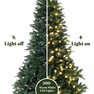 Image showing  7.5 ft. Pre-Lit Green Slender Artificial Fir Christmas Tree with Metal Stand