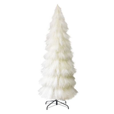 LuxenHome 6 ft. Holiday Artificial Pampas Grass Tree in Natural Ivory