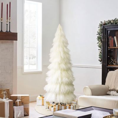 Image showing  6 ft. Holiday Artificial Pampas Grass Tree in Natural Ivory