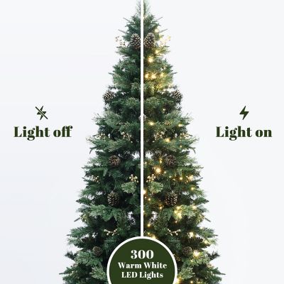 Image showing  6.5 ft. Pre-Lit Artificial Pine Christmas Tree, Green Branches with Lights & Metal Stand
