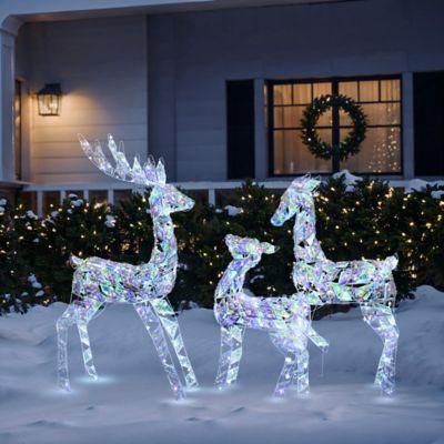 Image showing  3-Piece Multi-Color Snowflake Deer Family Outdoor Holiday Decoration with 460 Lights