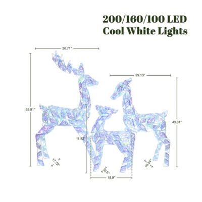 Image showing  3-Piece Multi-Color Snowflake Deer Family Outdoor Holiday Decoration with 460 Lights