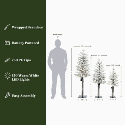 Image showing  3-Piece Holiday Artificial Tree Sets with Lights and Flat Stand