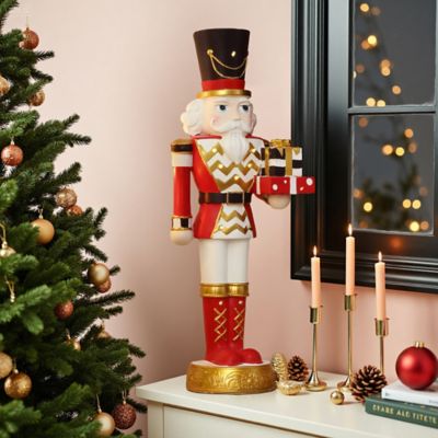 Image showing  2 ft. Lighted Red Nutcracker Soldier with Presents, Battery Operated Holiday Decoration