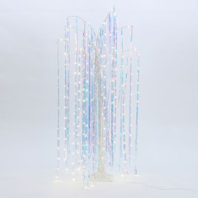 LuxenHome 6 ft. White Willow Artificial Tree with 10 Pre-Lit Branches