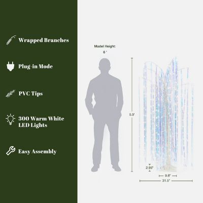 Image showing  6 ft. White Willow Artificial Tree with 10 Pre-Lit Branches