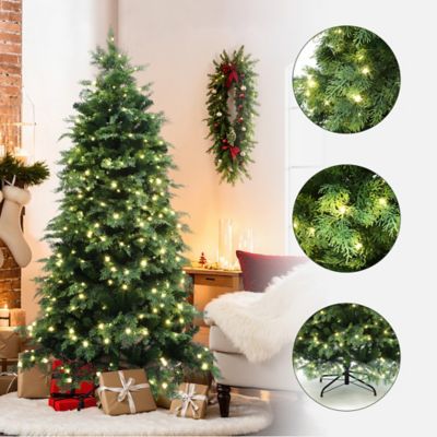 Image showing  6 ft. Pre-Lit Green Artificial Full Christmas Tree with Metal Stand