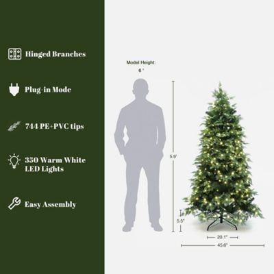 Image showing  6 ft. Pre-Lit Green Artificial Full Christmas Tree with Metal Stand