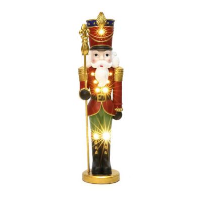 LuxenHome 2 ft. Lighted Nutcracker Soldier with Scepter, Battery Operated Christmas Decoration