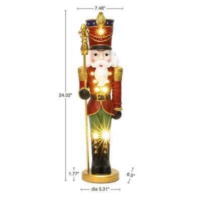 Image showing  2 ft. Lighted Nutcracker Soldier with Scepter, Battery Operated Christmas Decoration