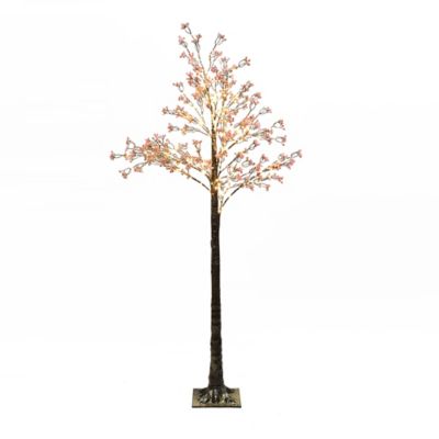 Image showing  5 ft. Artificial Baby's Breath Tree with Pink Flowers and 300 Micro LED Lights