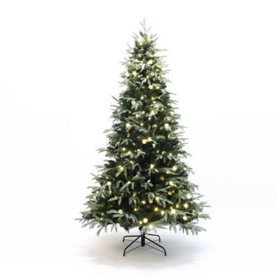 LuxenHome 7.5 ft. Pre-Lit Green Full Artificial Christmas Tree with 400 Mixed Warm Lights and Stand
