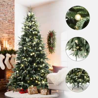 Image showing  7.5 ft. Pre-Lit Green Full Artificial Christmas Tree with 400 Mixed Warm Lights and Stand